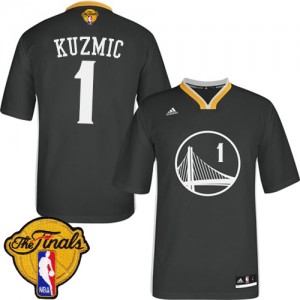 Golden State Warriors Ognjen Kuzmic #1 Alternate 2015 The Finals Patch Authentic Maillot d'équipe de NBA - Noir pour Homme