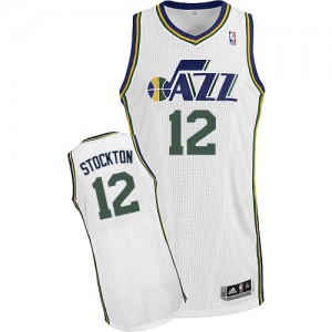 Maillot NBA Authentic John Stockton #12 Utah Jazz Home Blanc - Homme
