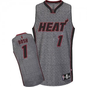 Maillot NBA Gris Chris Bosh #1 Miami Heat Static Fashion Authentic Homme Adidas