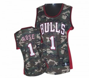 Maillot NBA Chicago Bulls #1 Derrick Rose Camo Adidas Authentic Stealth Collection - Femme