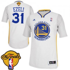 Maillot NBA Blanc Festus Ezeli #31 Golden State Warriors Alternate 2015 The Finals Patch Authentic Homme Adidas