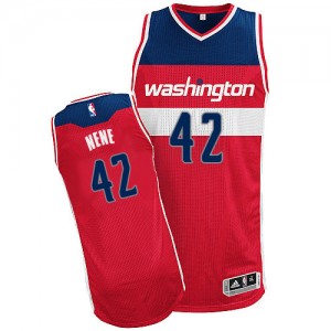 Washington Wizards Nene #42 Road Authentic Maillot d'équipe de NBA - Rouge pour Homme