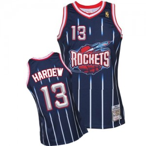 Maillot NBA Houston Rockets #13 James Harden Bleu marin Mitchell and Ness Authentic Hardwood Classic Fashion - Homme