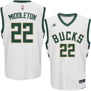 Milwaukee Bucks #22 Adidas Home Blanc Authentic Maillot d'équipe de NBA en soldes - Khris Middleton pour Homme