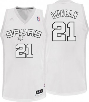 San Antonio Spurs #21 Adidas Winter On-Court Blanc Swingman Maillot d'équipe de NBA en soldes - Tim Duncan pour Homme