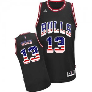 Chicago Bulls Joakim Noah #13 USA Flag Fashion Authentic Maillot d'équipe de NBA - Noir pour Homme
