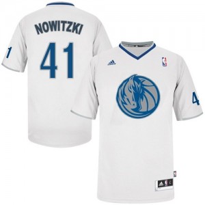 Dallas Mavericks Dirk Nowitzki #41 2013 Christmas Day Authentic Maillot d'équipe de NBA - Blanc pour Homme