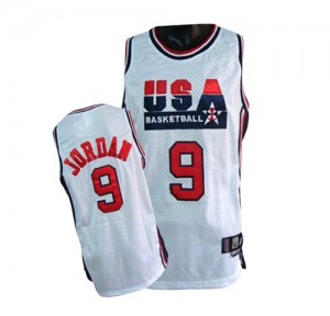 Maillot NBA Authentic Michael Jordan #9 Team USA Summer Olympics Blanc - Homme
