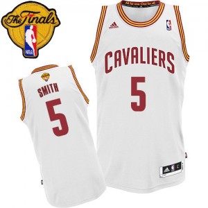 Maillot NBA Swingman J.R. Smith #5 Cleveland Cavaliers Home 2015 The Finals Patch Blanc - Homme