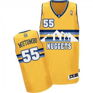 Maillot Adidas Or Alternate Authentic Denver Nuggets - Dikembe Mutombo #55 - Homme