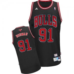 Chicago Bulls #91 Adidas Throwback Noir Swingman Maillot d'équipe de NBA à vendre - Dennis Rodman pour Homme