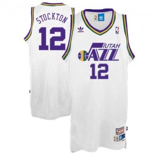Utah Jazz John Stockton #12 Throwback Swingman Maillot d'équipe de NBA - Blanc pour Homme