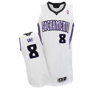 Maillot NBA Sacramento Kings #8 Rudy Gay Blanc Adidas Authentic Home - Homme