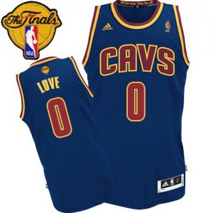 Maillot NBA Cleveland Cavaliers #0 Kevin Love Bleu marin Adidas Authentic 2015 The Finals Patch - Enfants