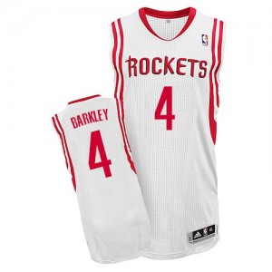 Maillot NBA Houston Rockets #4 Charles Barkley Blanc Adidas Authentic Home - Homme