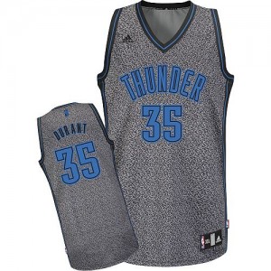 Maillot Adidas Gris Static Fashion Authentic Oklahoma City Thunder - Kevin Durant #35 - Femme