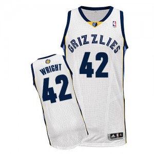 Maillot Adidas Blanc Home Authentic Memphis Grizzlies - Lorenzen Wright #42 - Homme
