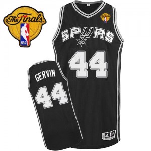 Maillot NBA San Antonio Spurs #44 George Gervin Noir Adidas Authentic Road Finals Patch - Homme