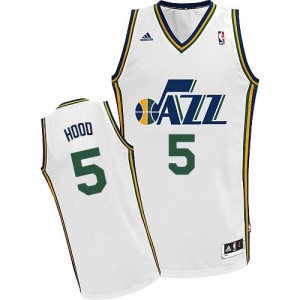 Maillot NBA Blanc Rodney Hood #5 Utah Jazz Home Swingman Homme Adidas