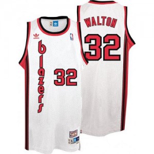 Maillot NBA Blanc Bill Walton #32 Portland Trail Blazers Throwback Authentic Homme Adidas