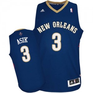 Maillot NBA New Orleans Pelicans #3 Omer Asik Bleu marin Adidas Swingman Road - Homme