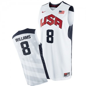 Maillot NBA Team USA #8 Deron Williams Blanc Nike Authentic 2012 Olympics - Homme