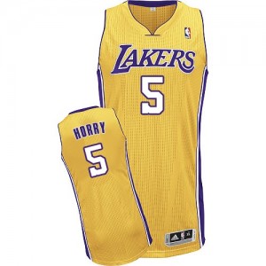 Los Angeles Lakers #5 Adidas Home Or Authentic Maillot d'équipe de NBA Discount - Robert Horry pour Homme