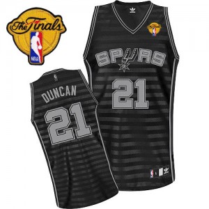 Maillot Adidas Gris noir Groove Finals Patch Authentic San Antonio Spurs - Tim Duncan #21 - Homme