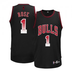 Maillot Authentic Chicago Bulls NBA Fashion Noir - #1 Derrick Rose - Homme