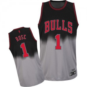 Maillot Adidas Gris noir Fadeaway Fashion Authentic Chicago Bulls - Derrick Rose #1 - Homme