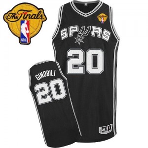 San Antonio Spurs #20 Adidas Road Finals Patch Noir Authentic Maillot d'équipe de NBA en vente en ligne - Manu Ginobili pour Enfants