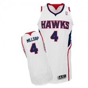 Maillot NBA Atlanta Hawks #4 Paul Millsap Blanc Adidas Authentic Home - Homme