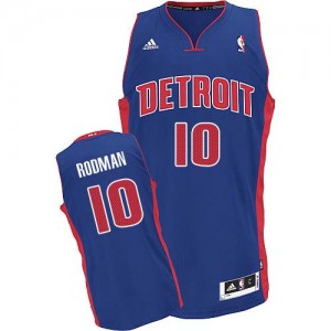 Maillot Adidas Bleu royal Road Swingman Detroit Pistons - Dennis Rodman #10 - Homme