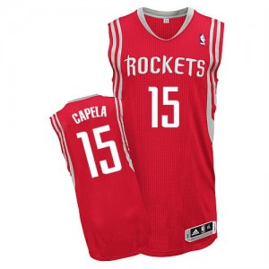 Maillot NBA Rouge Clint Capela #15 Houston Rockets Road Authentic Homme Adidas