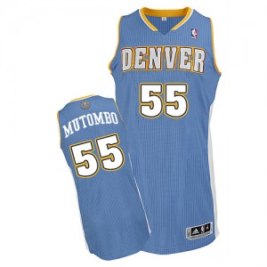 Denver Nuggets #55 Adidas Road Bleu clair Authentic Maillot d'équipe de NBA Soldes discount - Dikembe Mutombo pour Homme