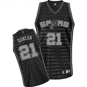 Maillot NBA Authentic Tim Duncan #21 San Antonio Spurs Groove Gris noir - Homme