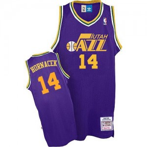 Maillot NBA Authentic Jeff Hornacek #14 Utah Jazz Throwback Violet - Homme