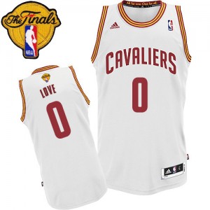 Maillot NBA Blanc Kevin Love #0 Cleveland Cavaliers Home 2015 The Finals Patch Swingman Homme Adidas