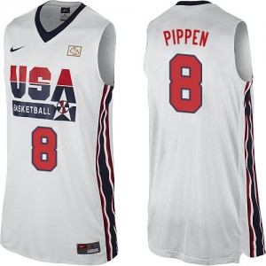 Maillot NBA Blanc Scottie Pippen #8 Team USA 2012 Olympic Retro Swingman Homme Nike