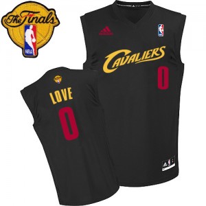 Maillot NBA Cleveland Cavaliers #0 Kevin Love Noir (Rouge No.) Adidas Authentic Fashion 2015 The Finals Patch - Homme
