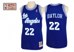 Los Angeles Lakers Mitchell and Ness Elgin Baylor #22 Throwback Authentic Maillot d'équipe de NBA - Bleu pour Homme