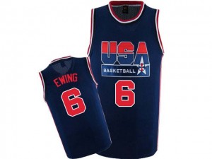Maillot NBA Bleu marin Patrick Ewing #6 Team USA 2012 Olympic Retro Swingman Homme Nike