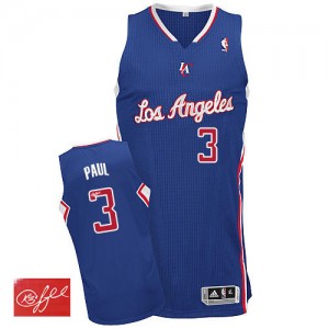 Maillot Adidas Bleu royal Alternate Autographed Authentic Los Angeles Clippers - Chris Paul #3 - Homme