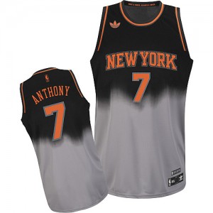 New York Knicks Carmelo Anthony #7 Fadeaway Fashion Swingman Maillot d'équipe de NBA - Gris noir pour Homme