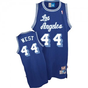 Los Angeles Lakers #44 Mitchell and Ness Throwback Bleu Authentic Maillot d'équipe de NBA 100% authentique - Jerry West pour Homme