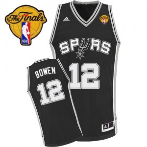 Maillot NBA San Antonio Spurs #12 Bruce Bowen Noir Adidas Swingman Road Finals Patch - Homme