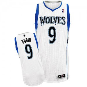 Maillot Adidas Blanc Home Authentic Minnesota Timberwolves - Ricky Rubio #9 - Homme