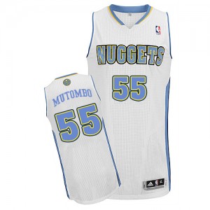 Maillot Adidas Blanc Home Authentic Denver Nuggets - Dikembe Mutombo #55 - Homme