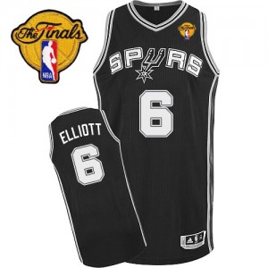Maillot NBA San Antonio Spurs #6 Sean Elliott Noir Adidas Authentic Road Finals Patch - Homme