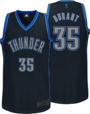 Maillot NBA Oklahoma City Thunder #35 Kevin Durant Noir Adidas Authentic Graystone Fashion - Homme